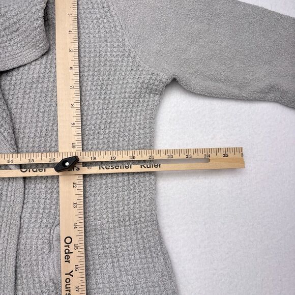 Barefoot Dreams Cozychic Lite Coastal Cardi Sweater Size Medium‎ Gray Open Front - Picture 7 of 8